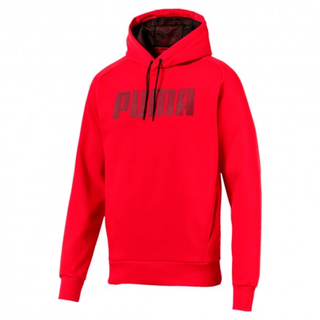 Sudadera rojo y negro con letras de la marca Puma de hombre.