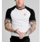 Camiseta SIKSILK Raglan Inset Cuff Gym Tee - White & Black