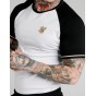 Camiseta SIKSILK Raglan Inset Cuff Gym Tee - White & Black